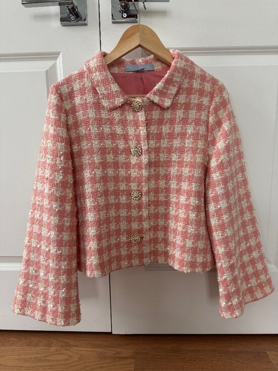 Hill House Home Jackets & Blazers - Hill House Home Pink Houndstooth Tweed Bea Jacket